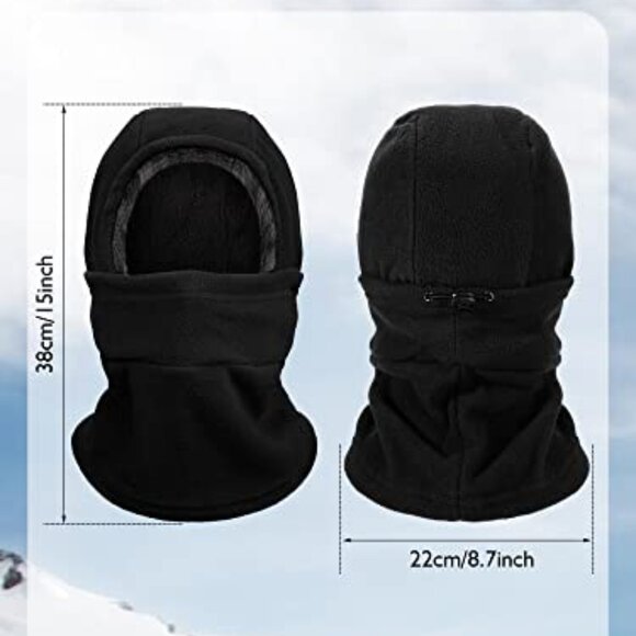 Winter Fleece Balaclava Full Face Covering Ski Mask with Drawstring
